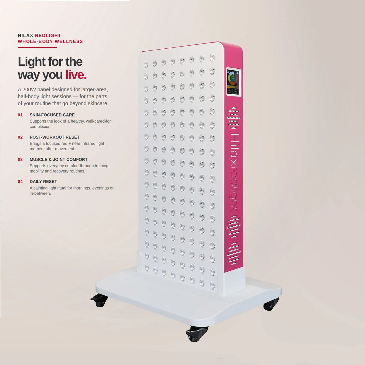HilaxPro 750  Red Light Therapy Panel, 200W, 5 Wavelengths